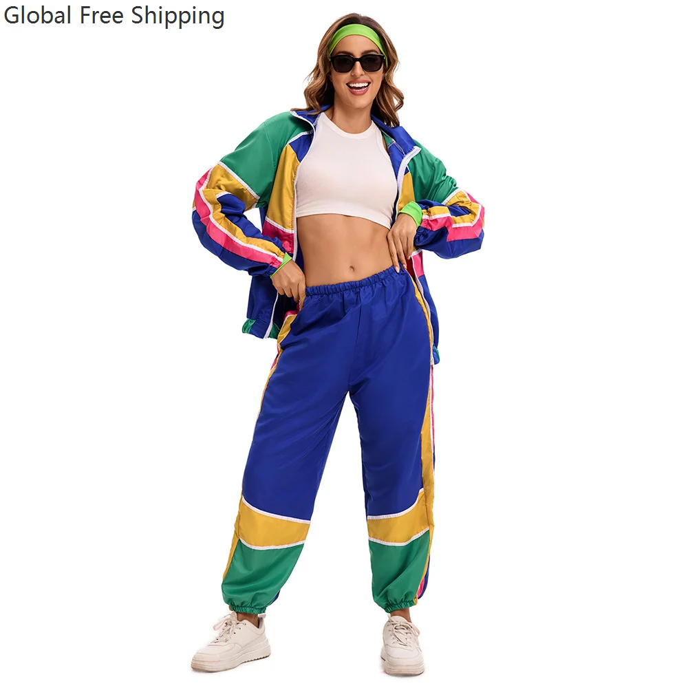 أزياء الهالوين للأزواج الهبي للنساء الذكور خمر 70s 80s روك ديسكو ملابس تنكرية الهيب هوب ديسكو الهبي زي 2026 #6