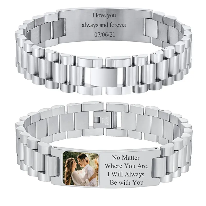 Custom picture on a stainless steel bracelet