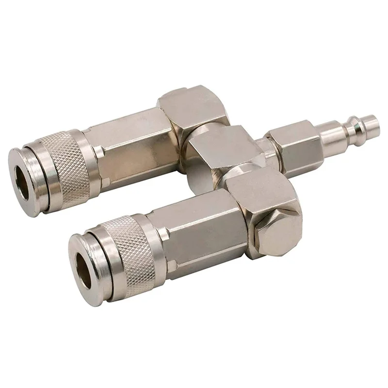 AA46 Air Hose Connector 2 Way Air Hose Splitter 1/4 In Air Compressor Fittings Swivel 360 Degrees Connectors Spare Parts Accesso