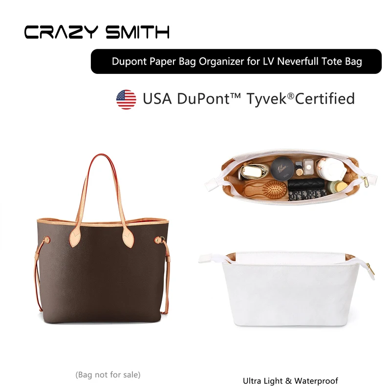 

CRAZYSMITH внутренние сумки для LV Neverfull Dupont, бумажная сумка-вставка, органайзер для макияжа, портативная сумка-тоут для хранения косметики, аксессуары