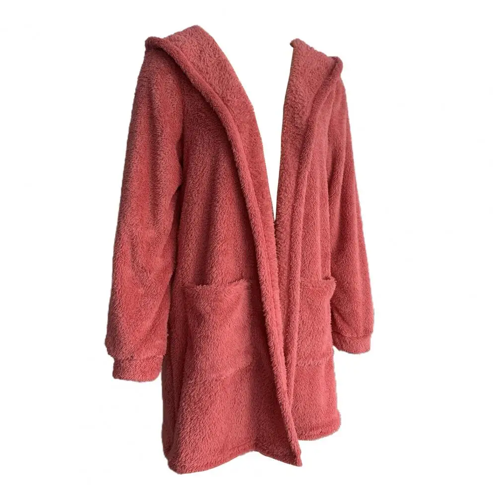 Maglione donna cappotto di peluche cappotto Cardigan con cappuccio di media lunghezza maglione di peluche donna per autunno inverno vestibilità ampia lana di agnello Cashmere