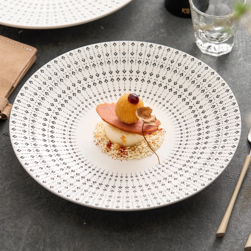 

Vintage Ceramic Pasta Dish Fruit Salad Dish Dessert Dish Thick Soup Big Bowl Molecular Cuisine Restaurant Kitchen Tableware