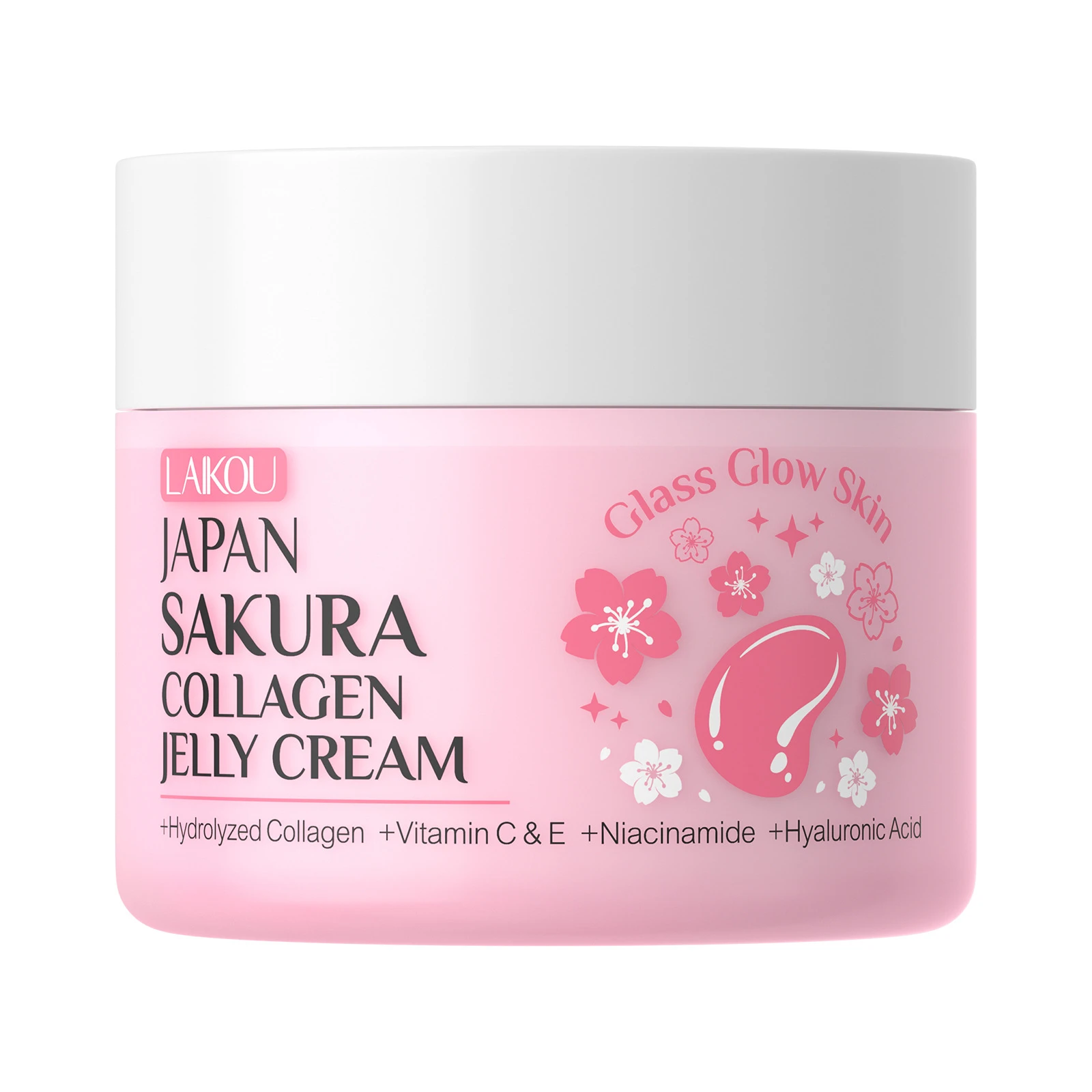 LAIKOU Japanese Sakura Collagen Jelly Cream, Firming Moisturizing Face Moisturizer, Anti Aging Hydrating Gel Cream 100g