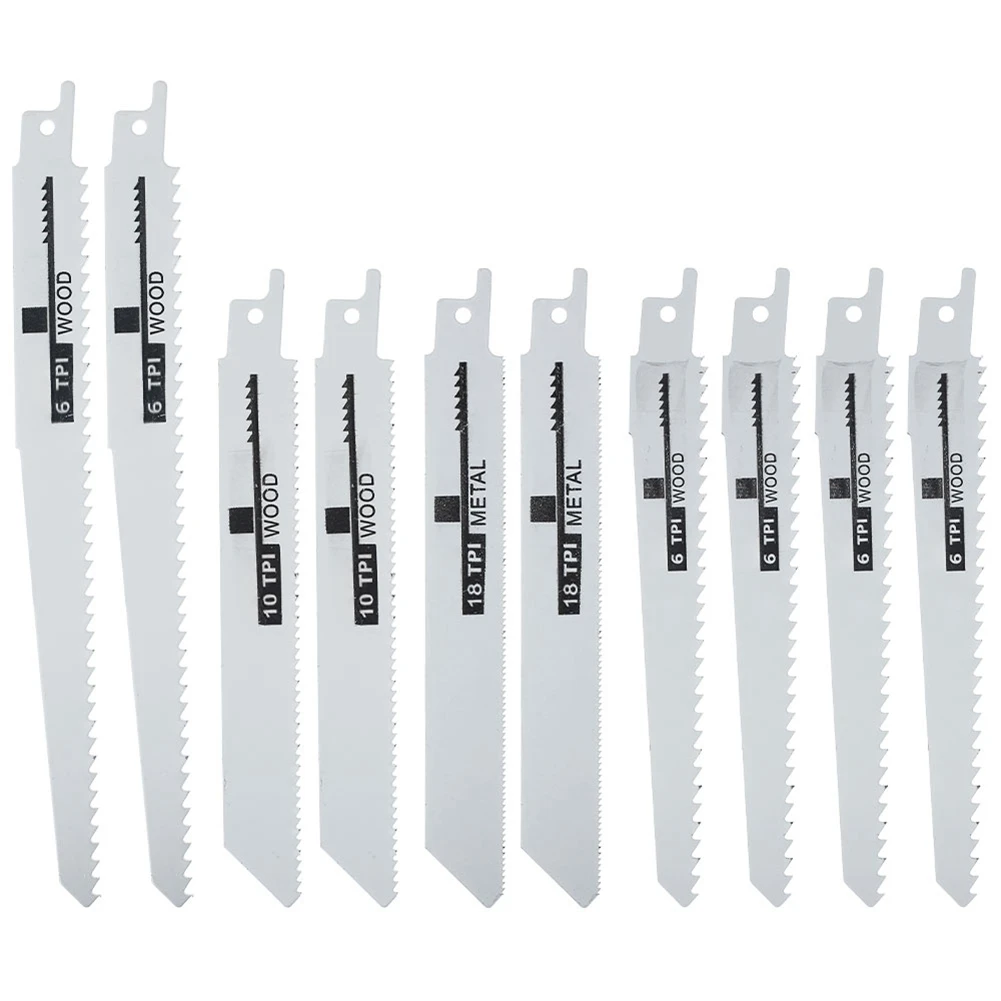 [NEWA08R】 10Pcs Handsaw Multi Saw Blade Reciprocating Saw Blades Saber Saw For Cutting Wood Metal PVC Tube Power Tools Accessori