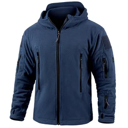 Men's Warm Tactical Fleece Jacket Zip Up Thicken Polar Hoodie Winter Outdoor Sport Hiking Hooded Coat Multi-Pocket