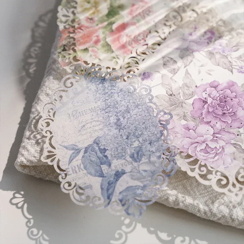 10 Pcs Vintage Broken Flower Hollowed Out Lace Paper Decorative Diy Scrapbooking Diary Album Junk Journal Collage Material