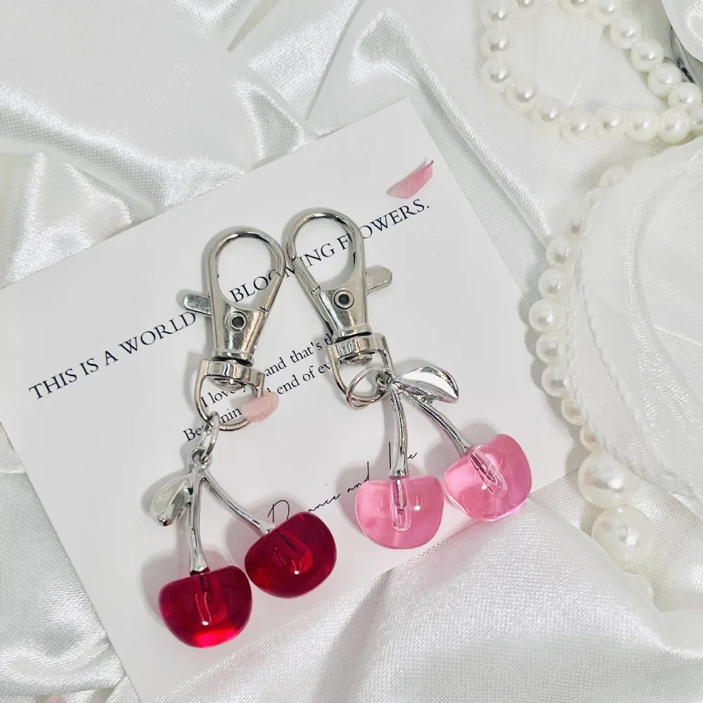 Creativity Cute Popular Metal Cherry Car Keychain Luggage Bag Earphone Cover Keyring Girl Women Fashion Pendant Gift Doll