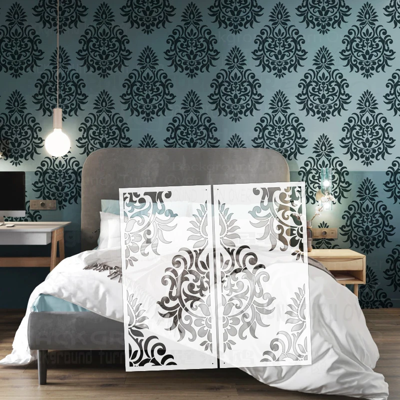40cm - 80cm Stencil Wall Decor For Painting Template Furniture Makers To Paint Putty Decors Damask Retro Vintage Luxury S500