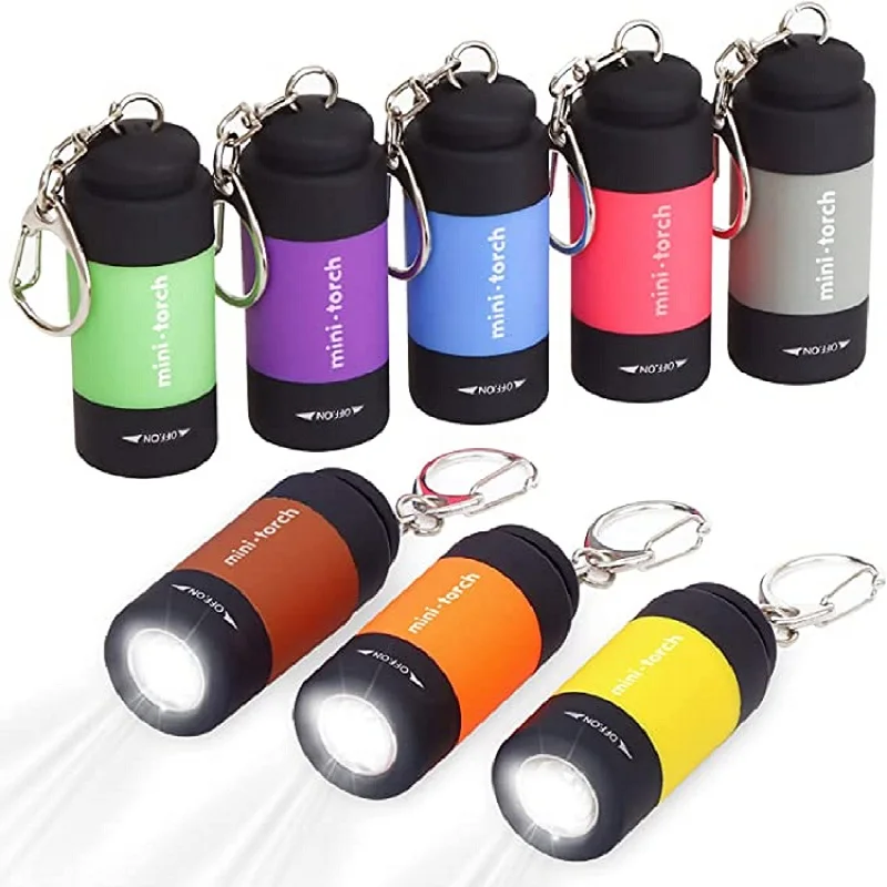 Mini Keychain Flashlight, USB Torch Rechargeable Colorful LED Flashlight High-Powered Pocket Keychain Flashlights