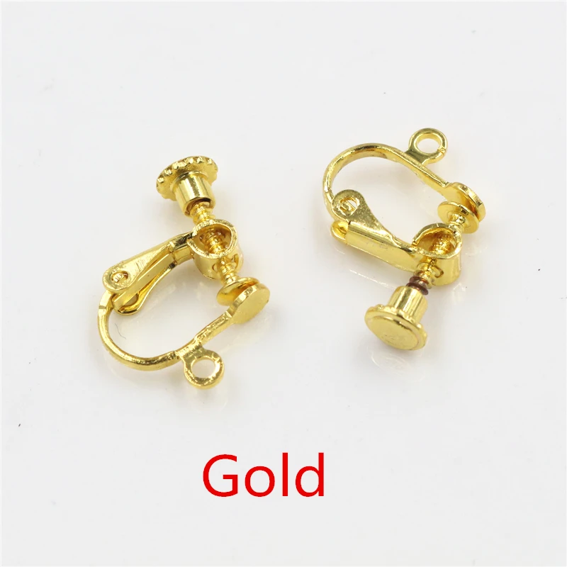 10pcs 15*13mm Brass Screw Ear Clip Earring Settings Rotate Pads Earring Findings Base Blank Bezel For Jewelry Making Supplies