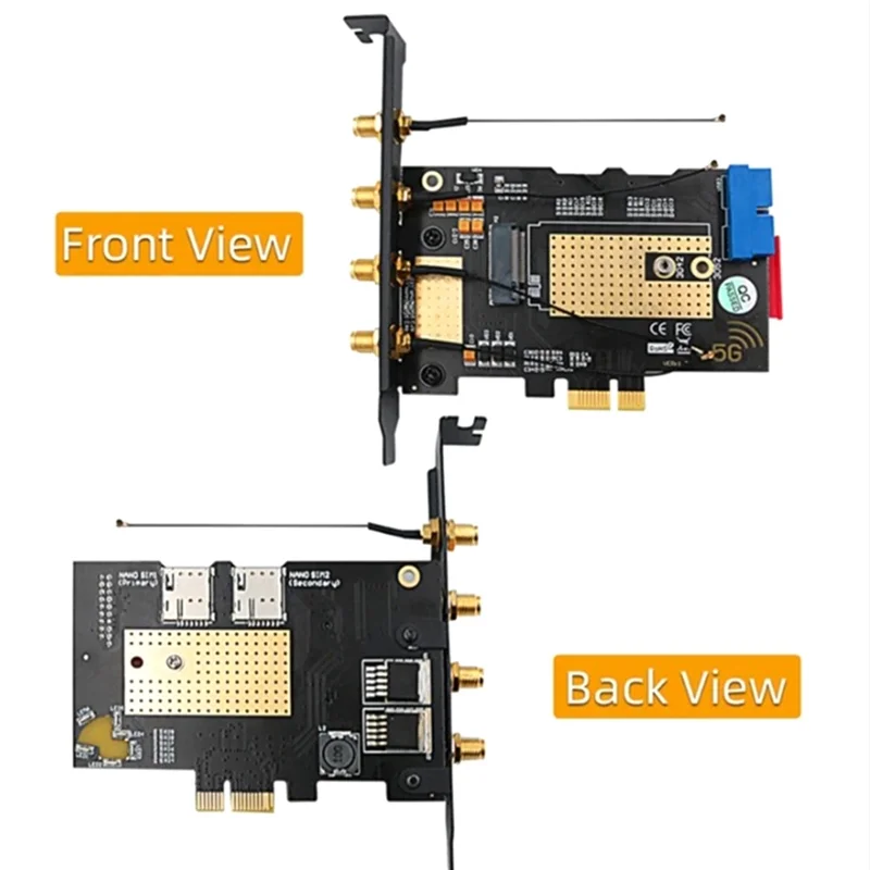 

New!!M.2 B Key USB3.0 & Pcie 5G Dual Bus 5G-WWAN Card Adapter Card, Desktop Adapter Card With 4 Antennas SIM Slots Easy To Use