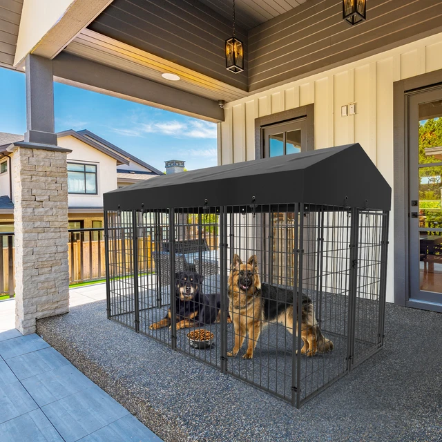 Large Dog Kennel Outdoor Dogs Welded Wire Kennels and Runs Crates for Yard with Stakes Water Proof Cover Canopy AliExpress 15