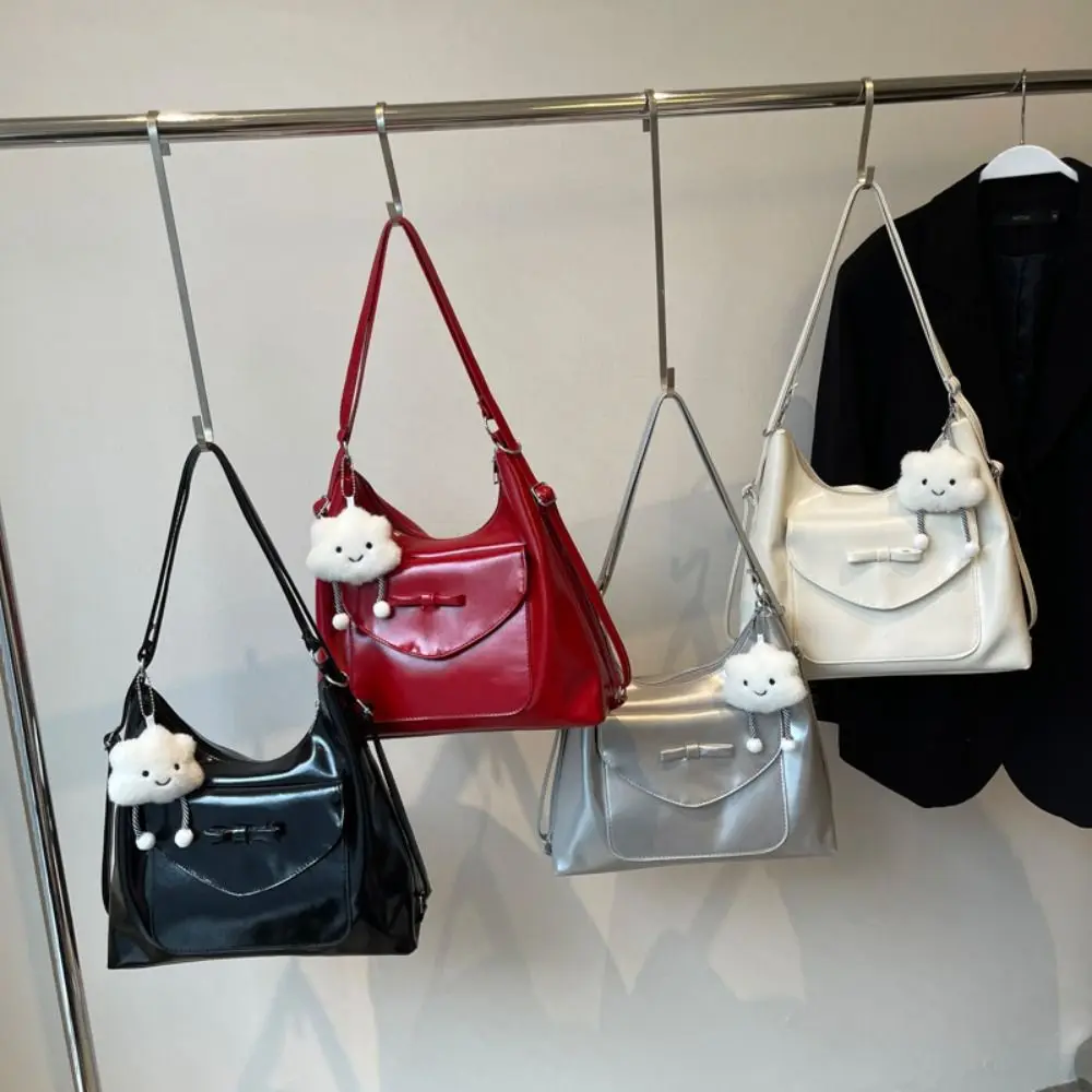 Pu Lederen Strik Oksel Handtas Koreaanse Stijl Grote Capaciteit Strik Crossbody Tas Effen Kleur Rugzak Strik Onderarm Tas Vrouwen