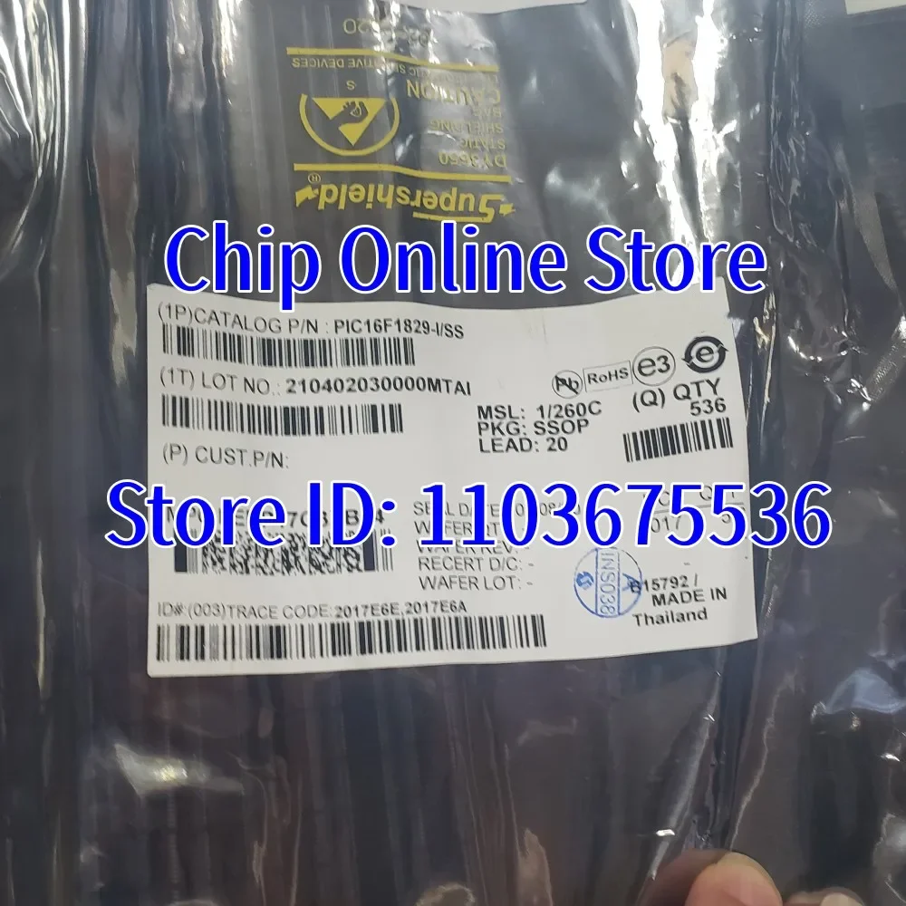 5~100pcs  PIC16F1829  PIC16F1829-I/SS  PIC16F1829T-I/SS  SSOP20  New Original  8 Bit Microcontroller MCU