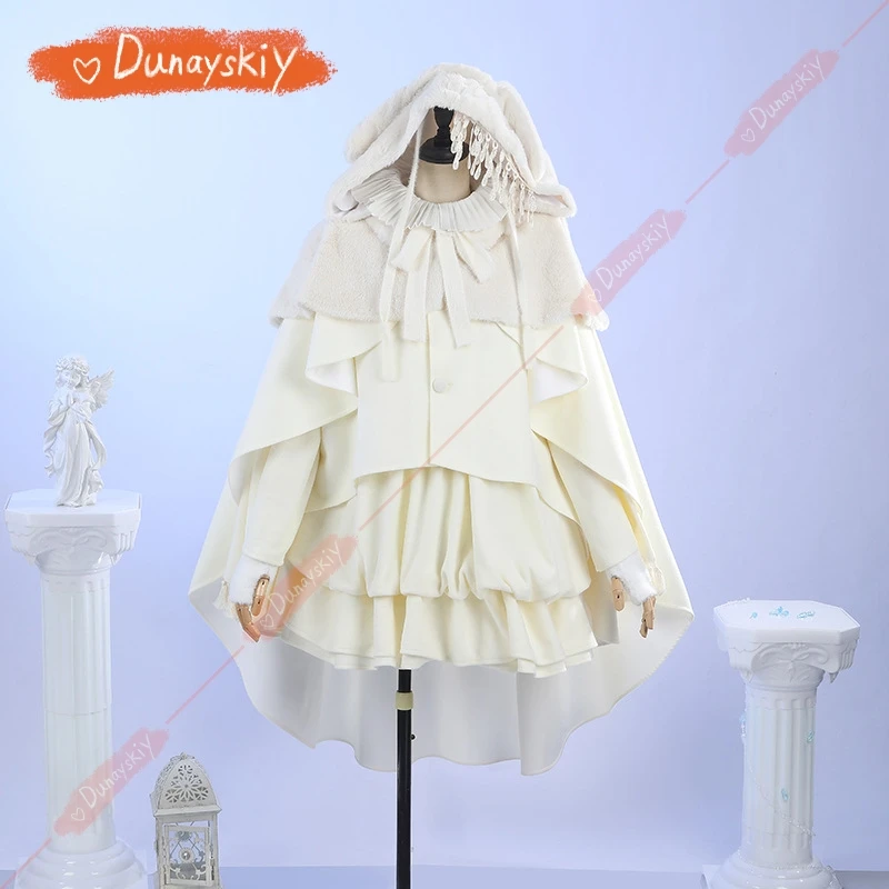 GOSICK Victoric de Blois Cosplay costume Sweet High Quality Rabbit White Ears Cloak Scarf Party Christmas Warm Winter Dress