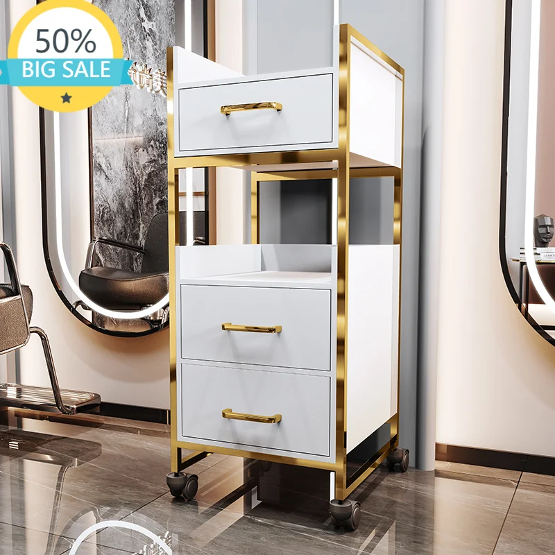Premium Glam Trolley Storage Modern Luxury Aesthetic Organizers Trolleys Nordic Auxiliary Carrello Parrucchiere Salon Furniture