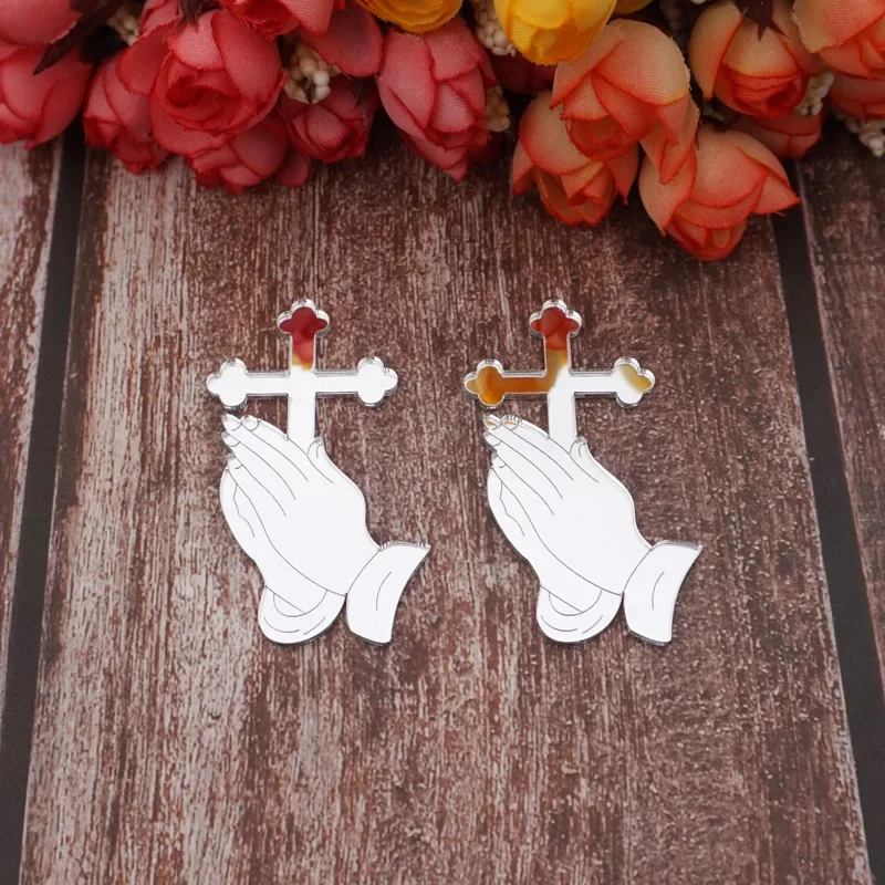 Kleine Acryl-Bet-Tags mit Kreuz-Design, segne sich zu Hause, Kirche, Weihnachten, Taufe, Dekoration, Zubehör, Kommunion-Geschenkanhänger – Detail 5