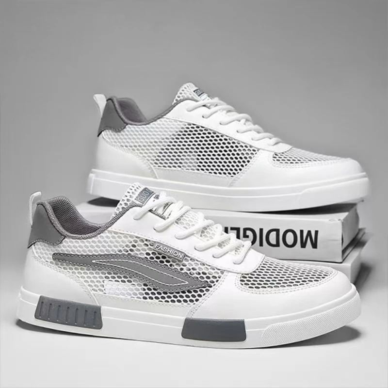 

Мужская летняя новая повседневная обувь с сетчатой полой подошвой, нескользящая дышащая повседневная спортивная обувь с защитой от запаха на шнуровке