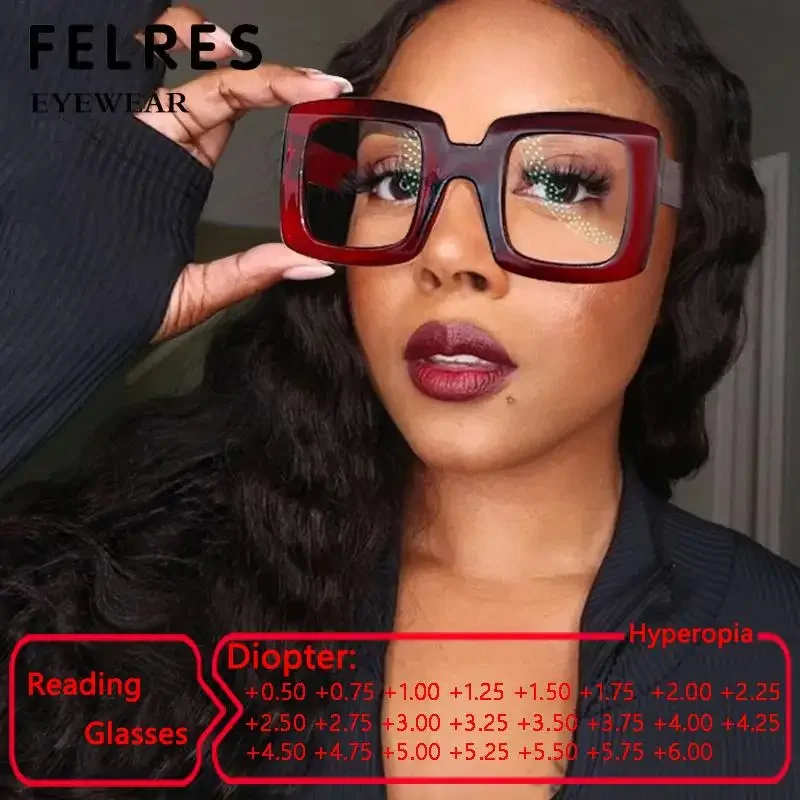 

Fashion New Square Anti Blue Light Reading Glasses Women Men Designer Prescription Eyeglasses Frames Optics Presbyopic Glasses