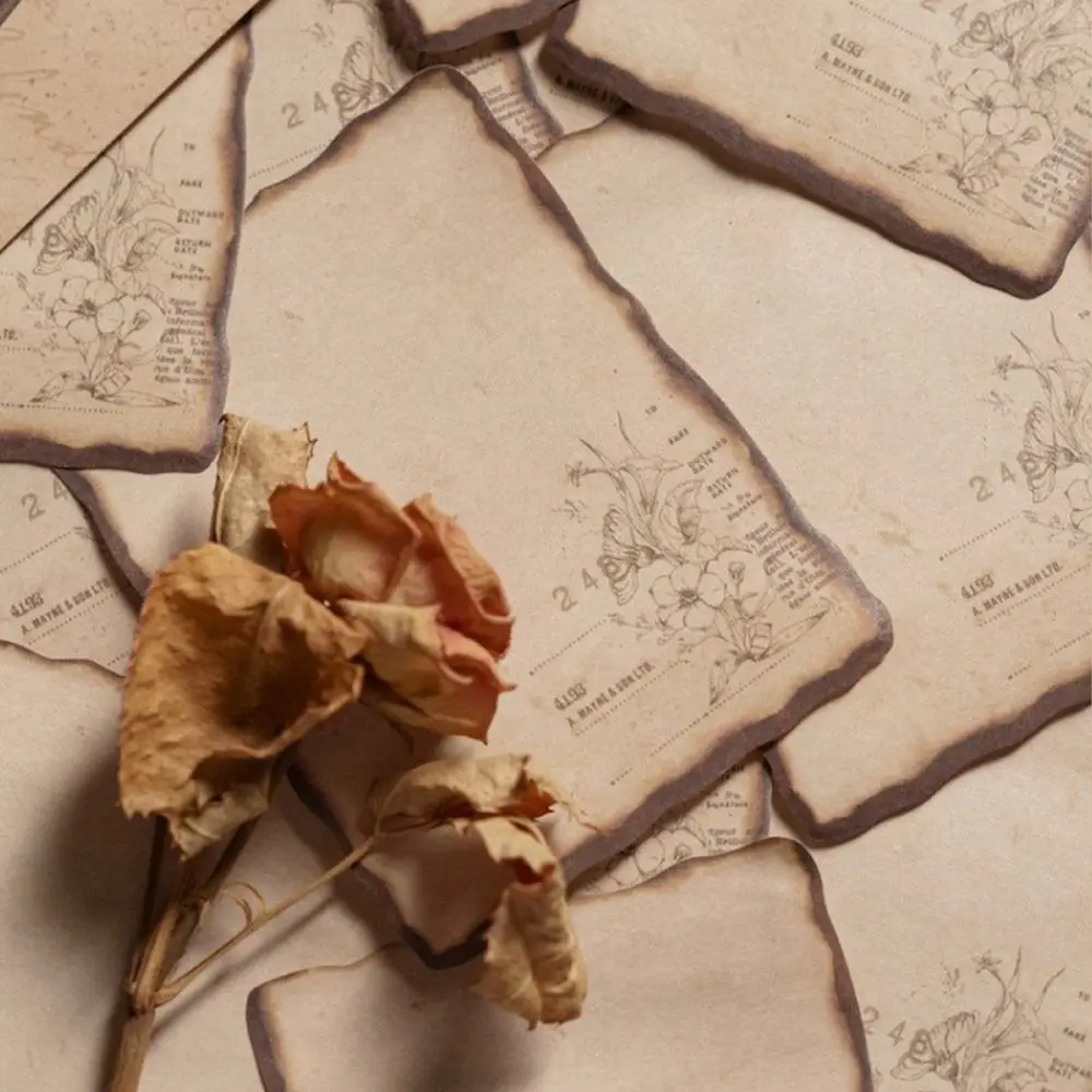 Fashion Vintage Burnt Series Sticky Notes Self-adhesive 60 Sheets To Do List Notepads Plant Pattern Tearable Note Pad Student