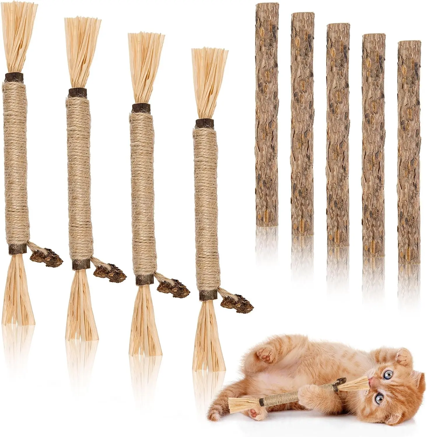 Lot De 9 bâtonnets De Silvervine Pour, Jouets à mâcher Naturels Pour Chats, Ensemble De bâtonnets Matatabi Pour Le Soin Dentaire