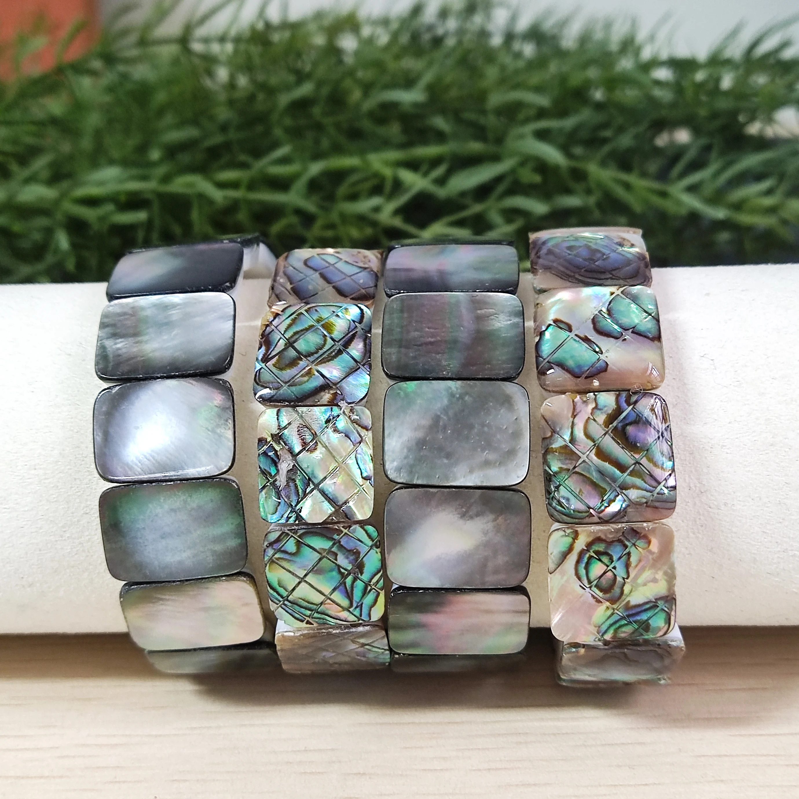 

Rectangle Gray Shell Abalone Shell Bracelet, Unisex Jewelry, Grey Shell Bohemia Summer Jewelry Gift, Beach Ocean Jewelry