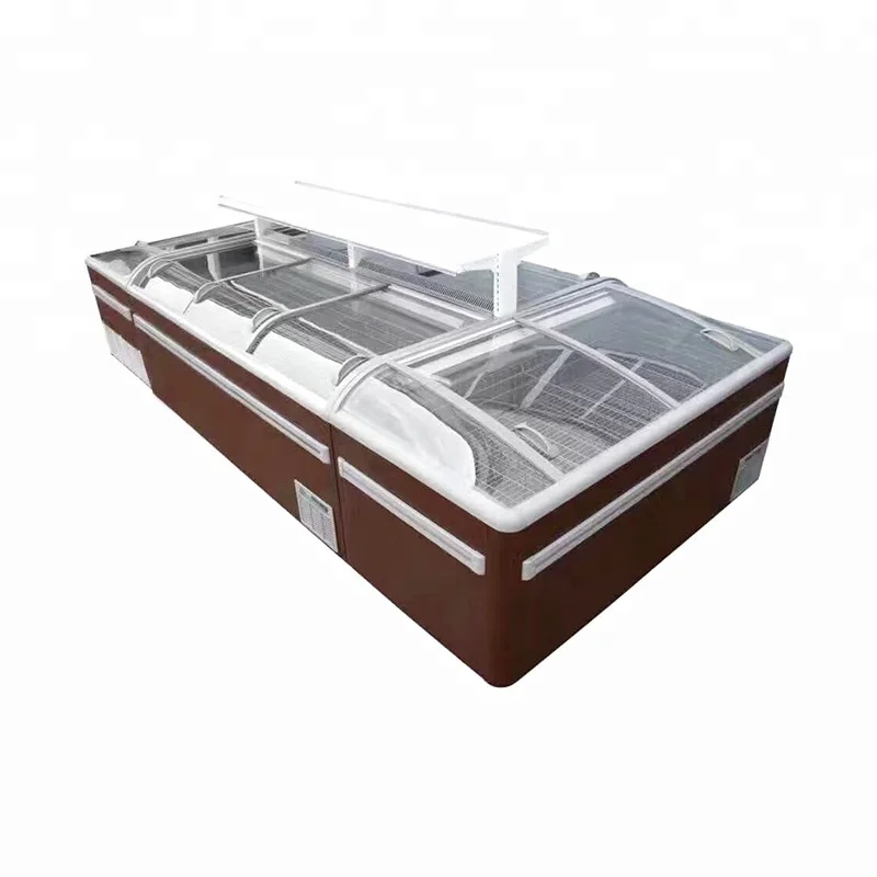 Low Glass Top Ice Cream Brown Color Chest Freezer Used 2500*850*860mm