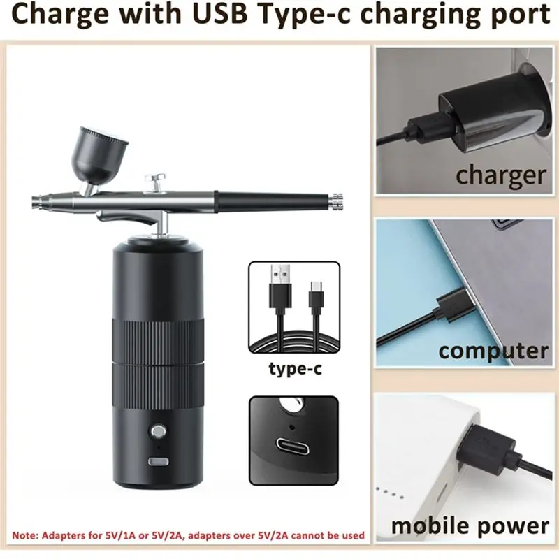 A76I-Portable Rechargeable Wireless Airbrush With Compressor Double Action Spray Tools For Face Beauty Nail Art Tattoo