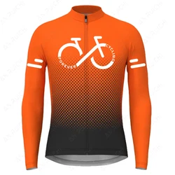 Camisola masculina de manga comprida, tops de bicicleta MTB, roupa de bicicleta de secagem rápida, série de cor gradiente, verão 2023