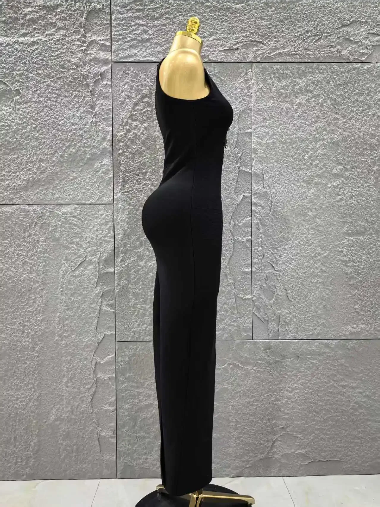 أعلى جودة المرأة أكمام مثير ثقوب المفتاح التسلق الماس Bodycon فستان طويل ضمادة مساء حفلة احتفال فستان كوكتيل