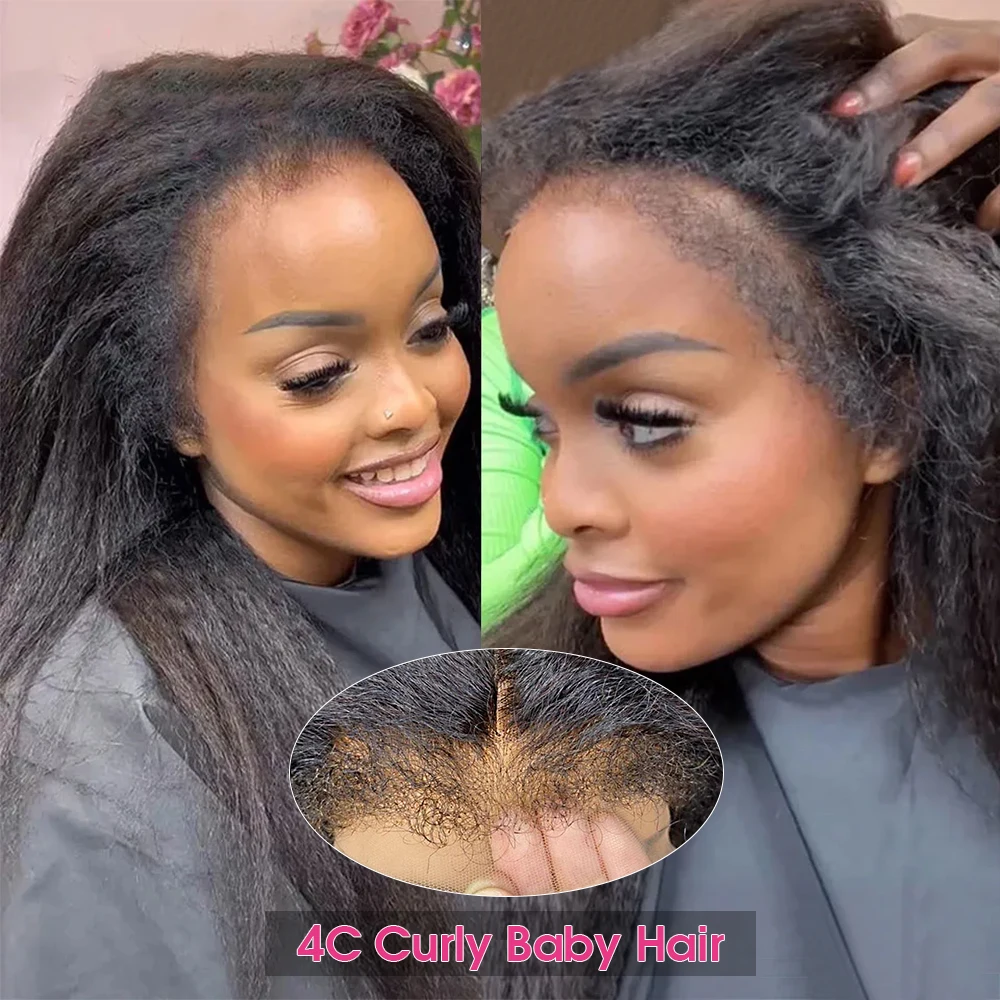 250% densité crépus perruque droite cheveux humains 13x4 HD dentelle avant perruques perruques de cheveux humains pour les femmes Yaki droite perruque de cheveux humains