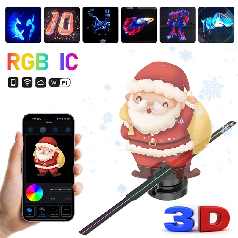 3D HD Holographic Projector 244LED Holographic Player Fan For Image Video Store Bar Party Advertising Display-ABXK