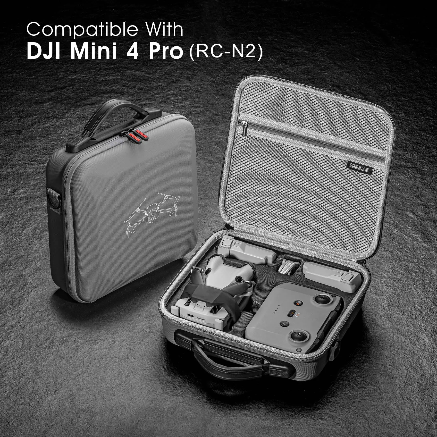 Mini 4 Pro RC-N2 Case, Carrying Case for DJI Mini 4 Pro Accessories, Portable PU Leather Storage Shoulder Bag for DJI Mini 4 Pro