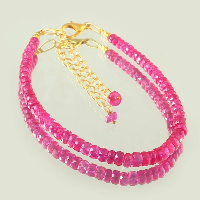 Flawless Pink Sapphire faceted Beads Bracelet 7 inches 4 to 6 MM