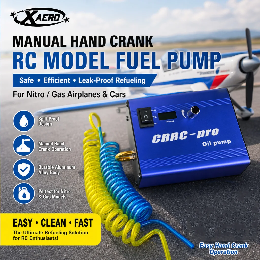 

XAERO RC Model Fuel Pump Manual Hand Crank Refueling System for Nitro/Gas Airplanes & Cars Spill-Proof Design