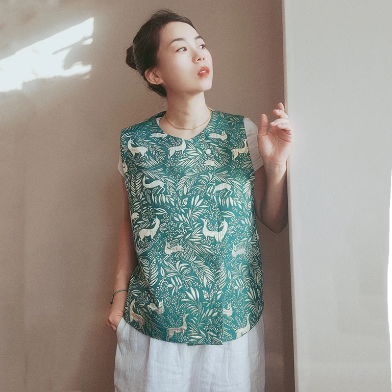 

Original Design round Ne Oblique Sve Vest Spring Autumn Winter New Arrival Retro Sle Women's Faion Jaet