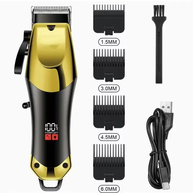 All-in-One USB Rechargeable Hair Clipper Set for Men - Complete with Trimmer, Oil & Guide Combs | Cordless & Washable
