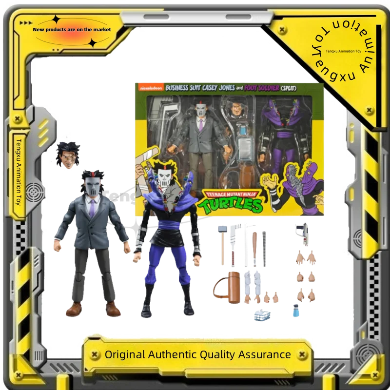 【Productos puntuales】Original NECA Teen Mutant Ninja, Tortuga (Cartoon) - Traje Casey Jones y Soldado Paso 7 Pulgadas