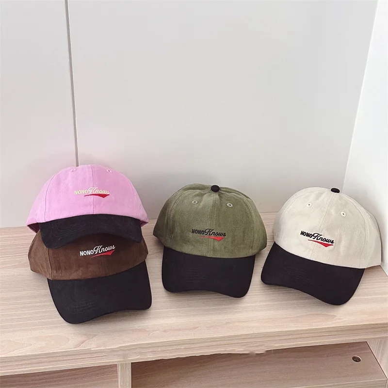 Hats for Children Fashion Color Contrast Letters Cap for Boys and Girls Embroidered Casual All-match Baseball Cap Tide