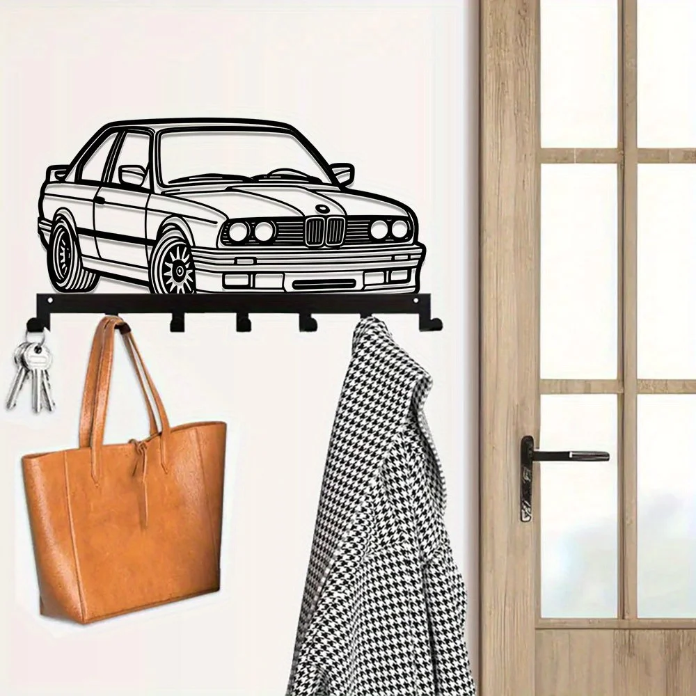 2D 1pc Metal  Wall-Mounted Storage Organizer for Keys, Towels, Coats, Kitchen Essentials & More - Durable 7-Hook Key Holder