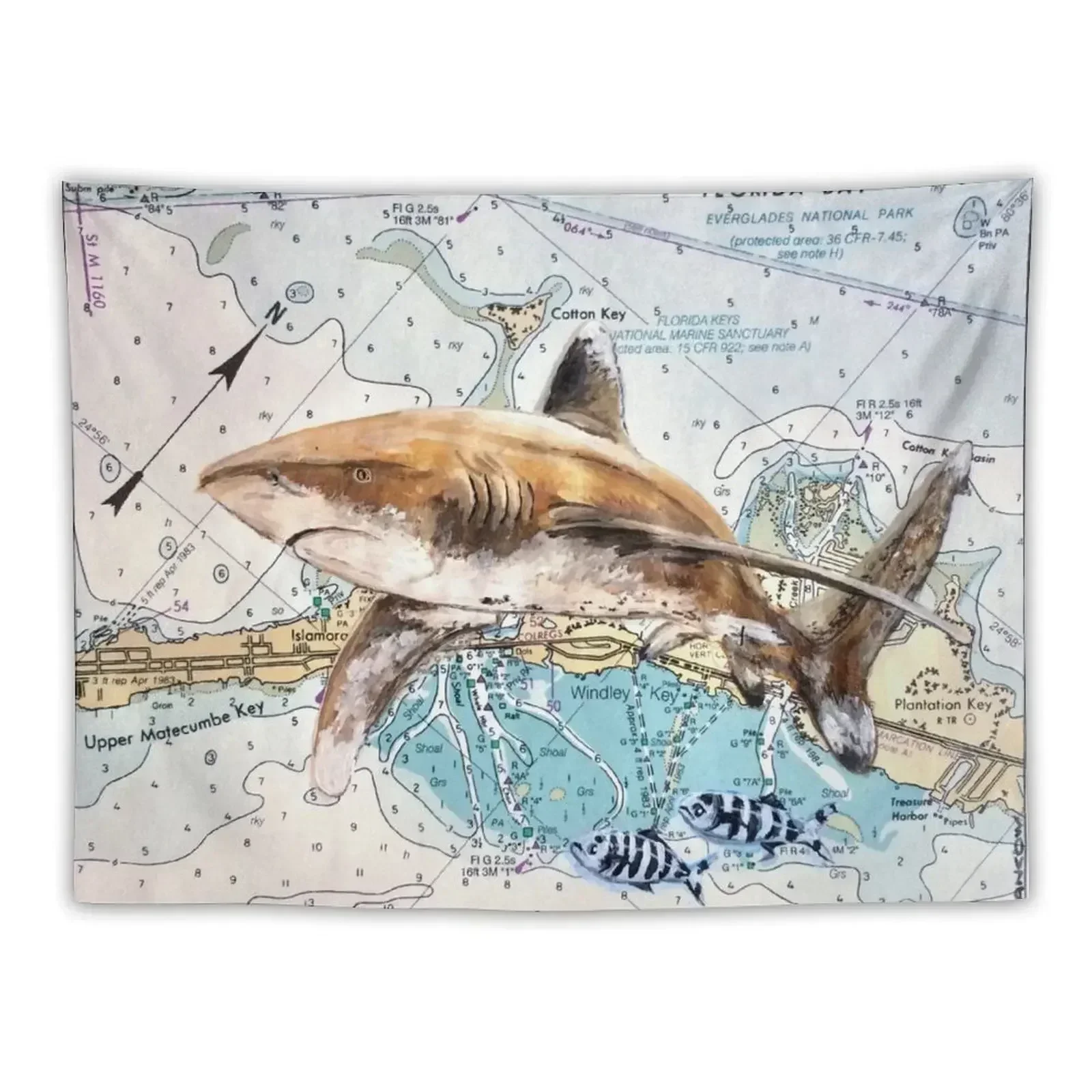 Oceanic Whitetip painting Tapestry Home Decorations Wallpaper Tapestry