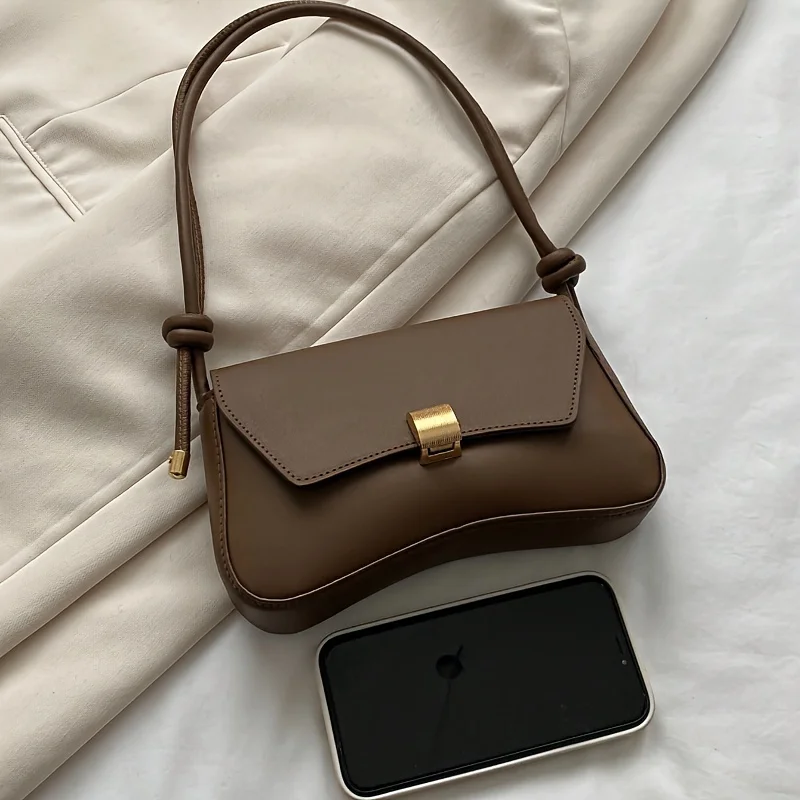 Damen Retro PU-Handtasche - Leichtes Flip-Top-Design, Geeignet für Büro, Campus, Reisen und Pendeln - Erhältlich in Braun, Weiß und Anderen Farben - PU-Material Handtasche für Geschäfts- und Outdoor-Aktivitäten – Detail 5