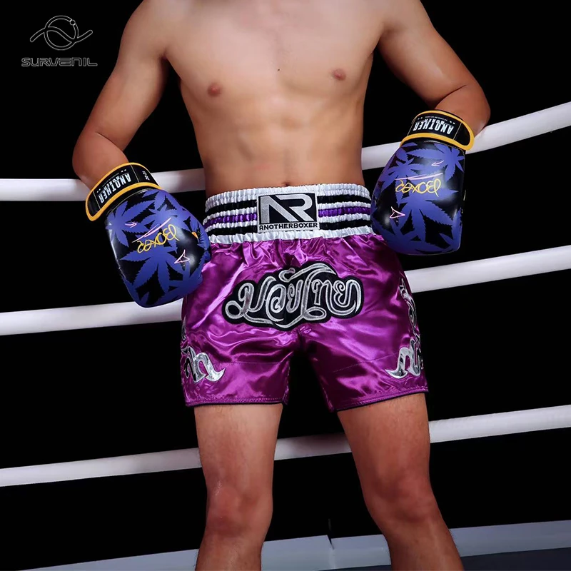 الملاكمة التايلاندية السراويل 2025 جديد سراويل الملاكمة النساء الرجال الطفل التطريز كيك بوكسينغ سروال التدريب ساندا فنون الدفاع عن النفس معدات القتال