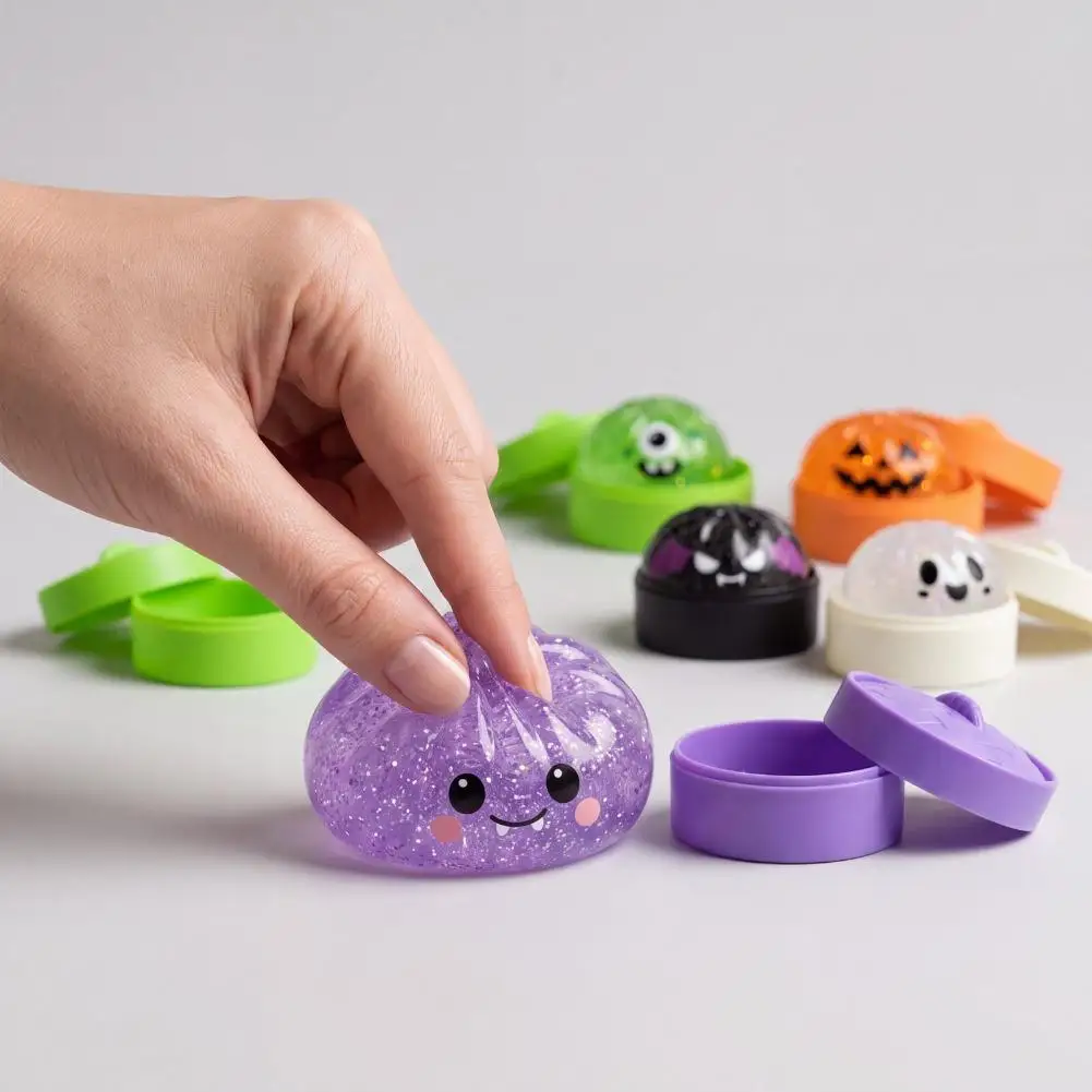 Halloween Gift Set Pinch Squishy Decompression Toy Funny Mini Steamer Basket Big-eyed Monster Demon Pumpkin Ghost Design Bun Toy