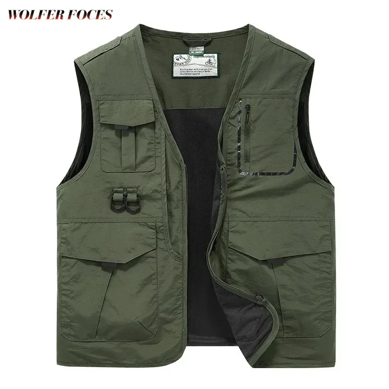 

Windbreaker Luxury MAN Camping Fishing Clothing Waterproof Motorcycle Sleeveless Jacket Work Men Zip Men's Vest Hunting Denim