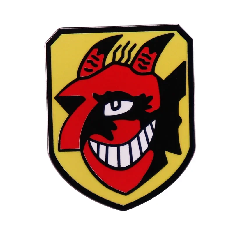 German Luftwaffe Emblem 9/JG54 Devil Head Squadron Shield Enamel Pin red face demon Satan Badge