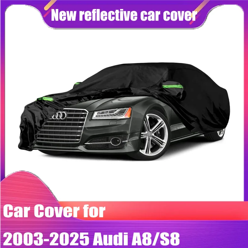 

Waterproof Car Cover Replace for 2003-2025 Audi A8/S8 with Zipper Door & Windproof Bands for Snow Rain Dust Hail Protection (A8)