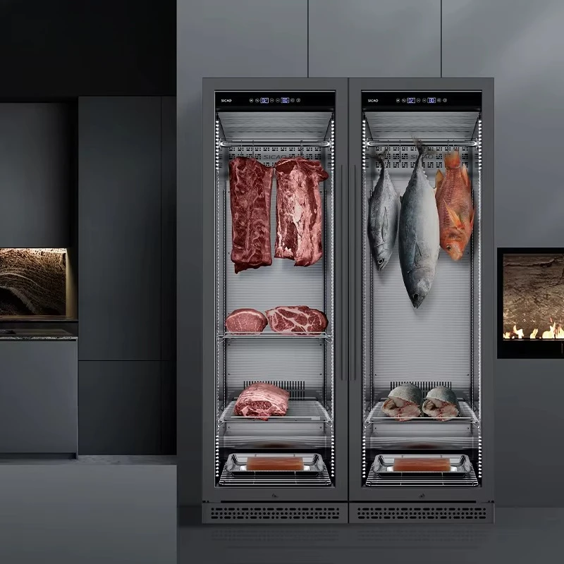 Enfriador de carne envejecido de polvo seco, refrigerador de carne, vitrina de exhibición de polvo seco de exhibición de refrigerador