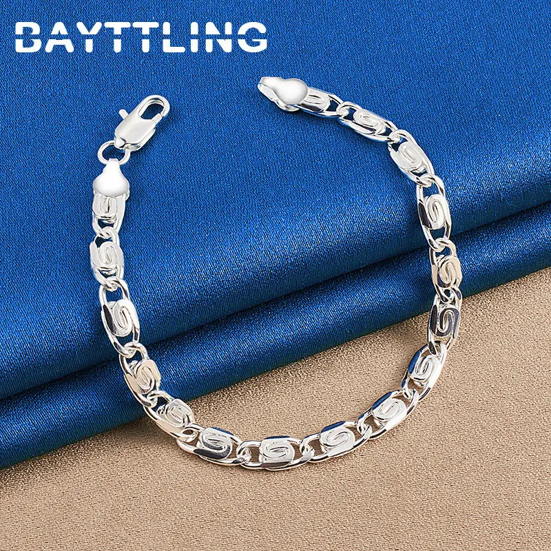 

New 925 Sterling Silver 8 Inches Beautiful Chain Bracelet For Women Wedding Fashion Party Jewelry Accessories Charm Bracelet