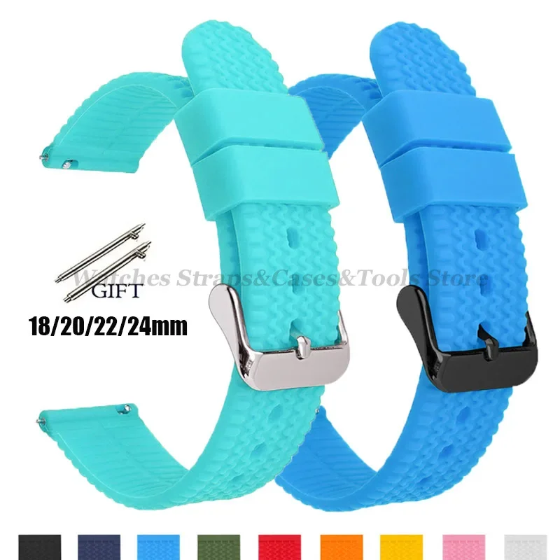 Silicone Watch Band Quick Release Bracelet 18/20mm 22mm 24mm for Omega for Seiko for Citizen Rubber Smart Watch Waterproof Strap